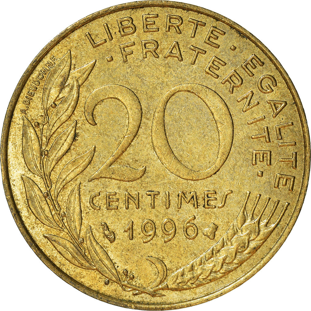 Moeda, França, 20 Centimes, 1996