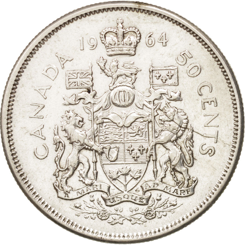 Coin, Canada, Elizabeth II, 50 Cents, 1964, Royal Canadian Mint, Ottawa