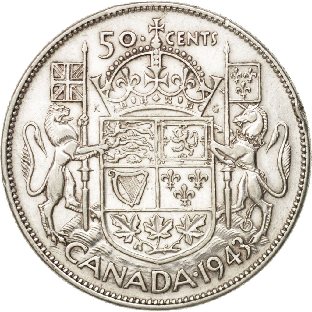 Canada, George VI, 50 Cents, 1943, Royal Canadian Mint, Ottawa, EF(40-45),Silver