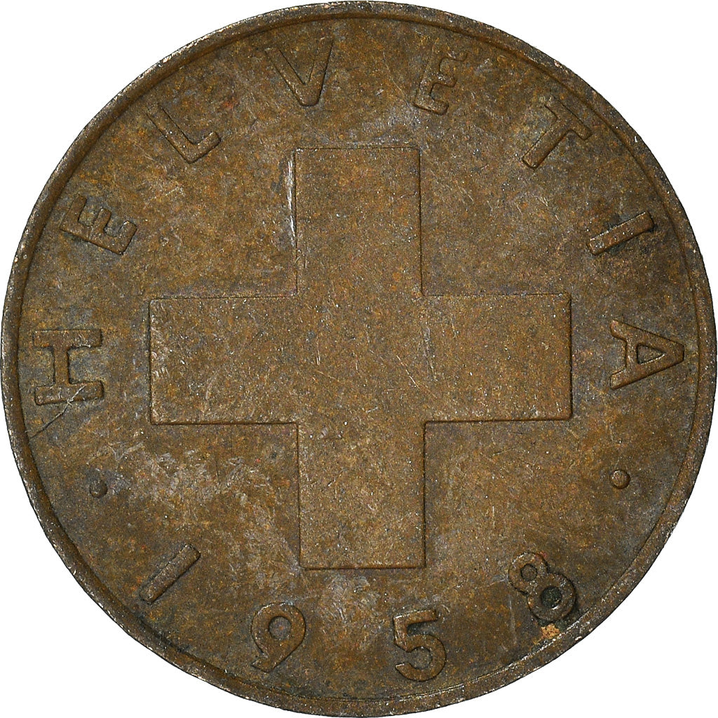 Münze, Schweiz, Rappen, 1958