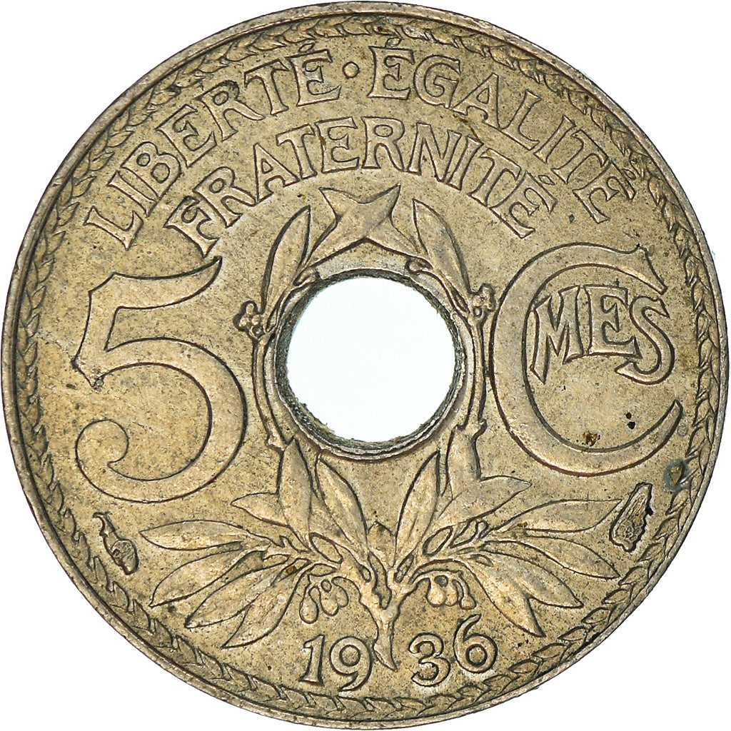 Moeda, França, 5 Centimes, 1936