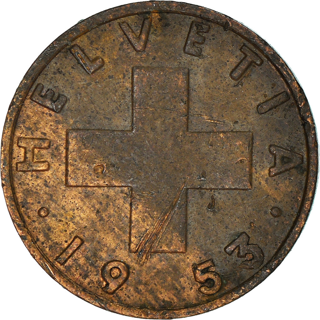 Münze, Schweiz, Rappen, 1953