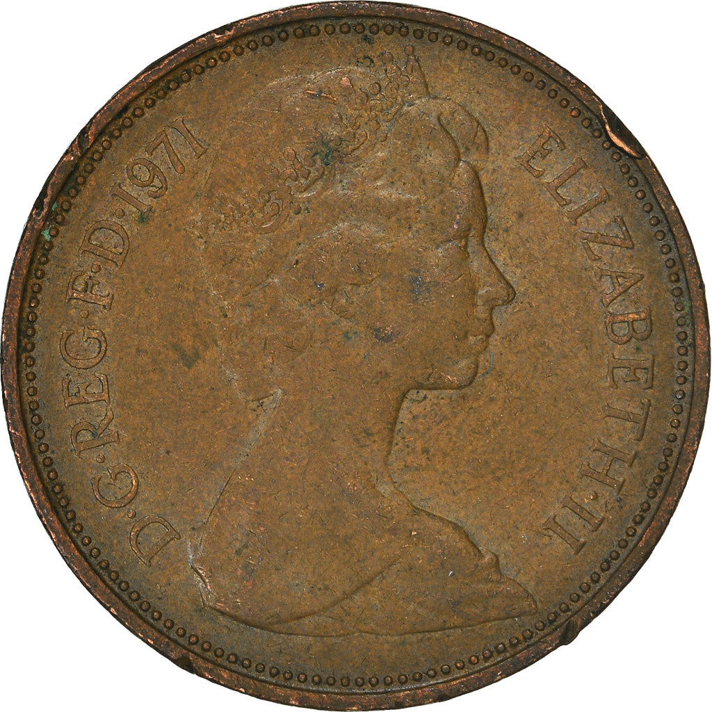 Monnaie, Grande-Bretagne, 2 New Pence, 1971