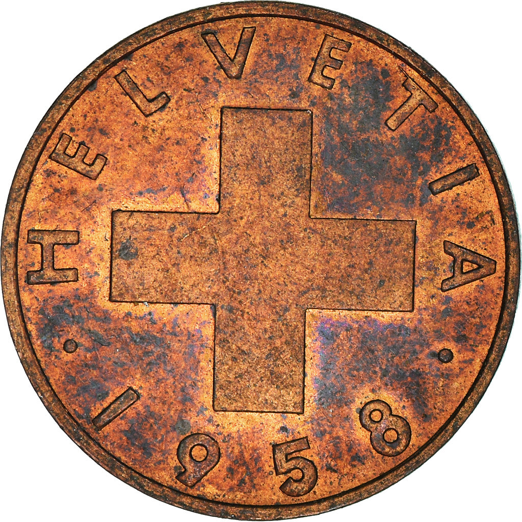 Münze, Schweiz, 2 Rappen, 1958