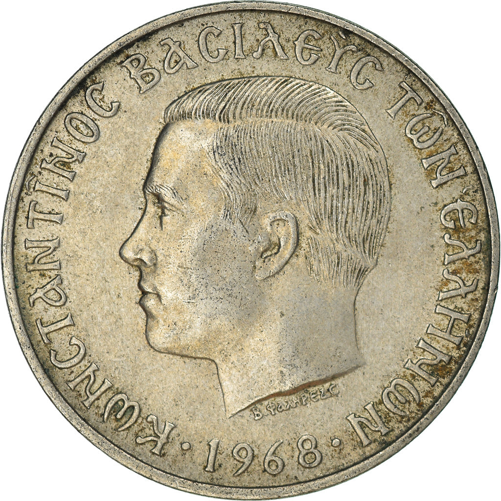 Moneta, Grecia, 10 Drachmai, 1968