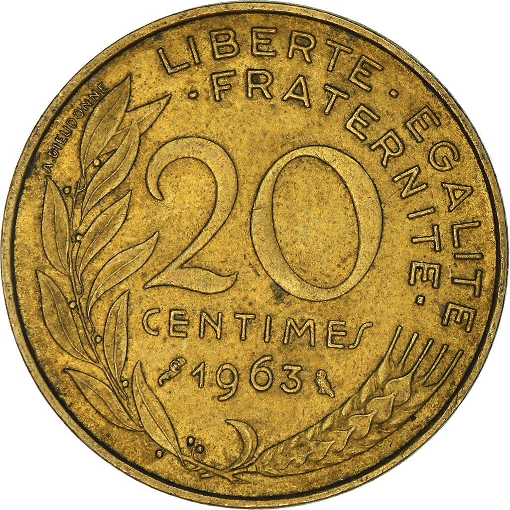 Munten, Frankrijk, 20 Centimes, 1963