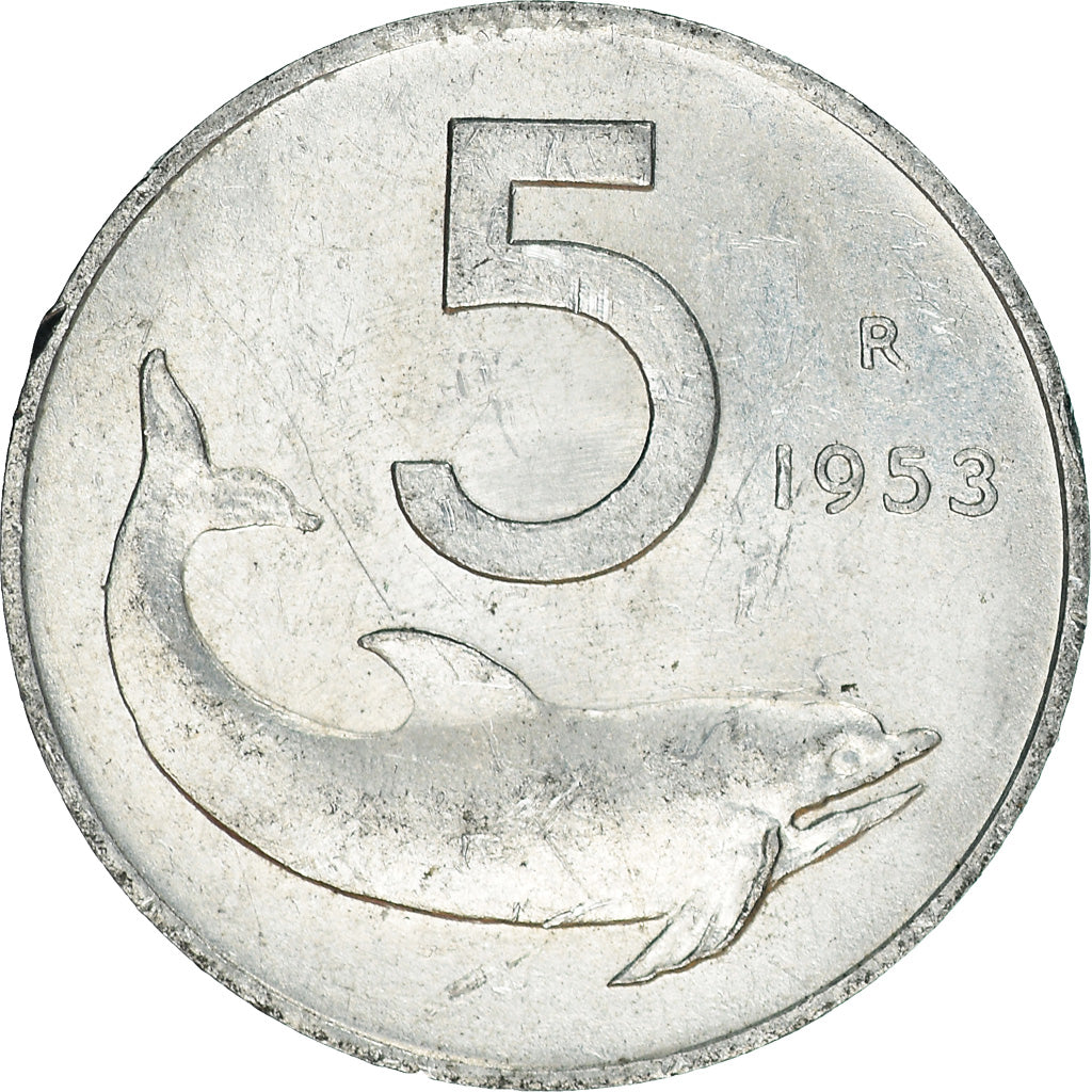 Moeda, Itália, 5 Lire, 1953