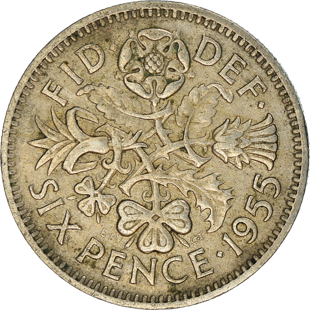 Munten, Groot Bretagne, 6 Pence, 1955
