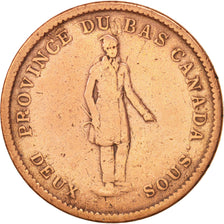 Moneta, Canada, LOWER CANADA, 2 Sous, PENNY, 1837, Soho Mint, Birmingham, MB+