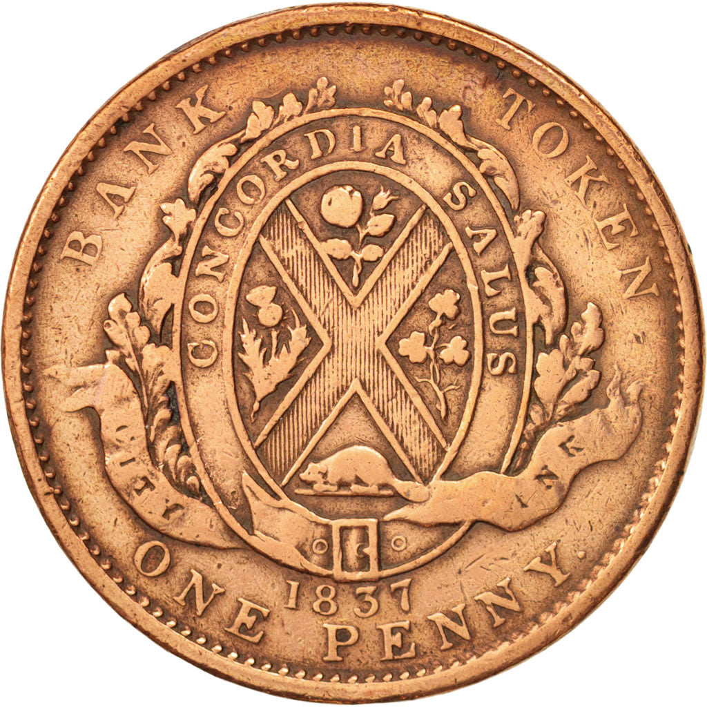 Moneta, Canada, LOWER CANADA, 2 Sous, PENNY, 1837, Soho Mint, Birmingham, MB+