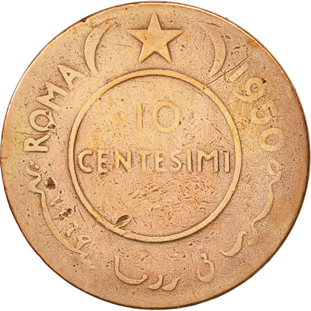 Somalia, 10 Centesimi, 1950, F(12-15), Copper, KM:3