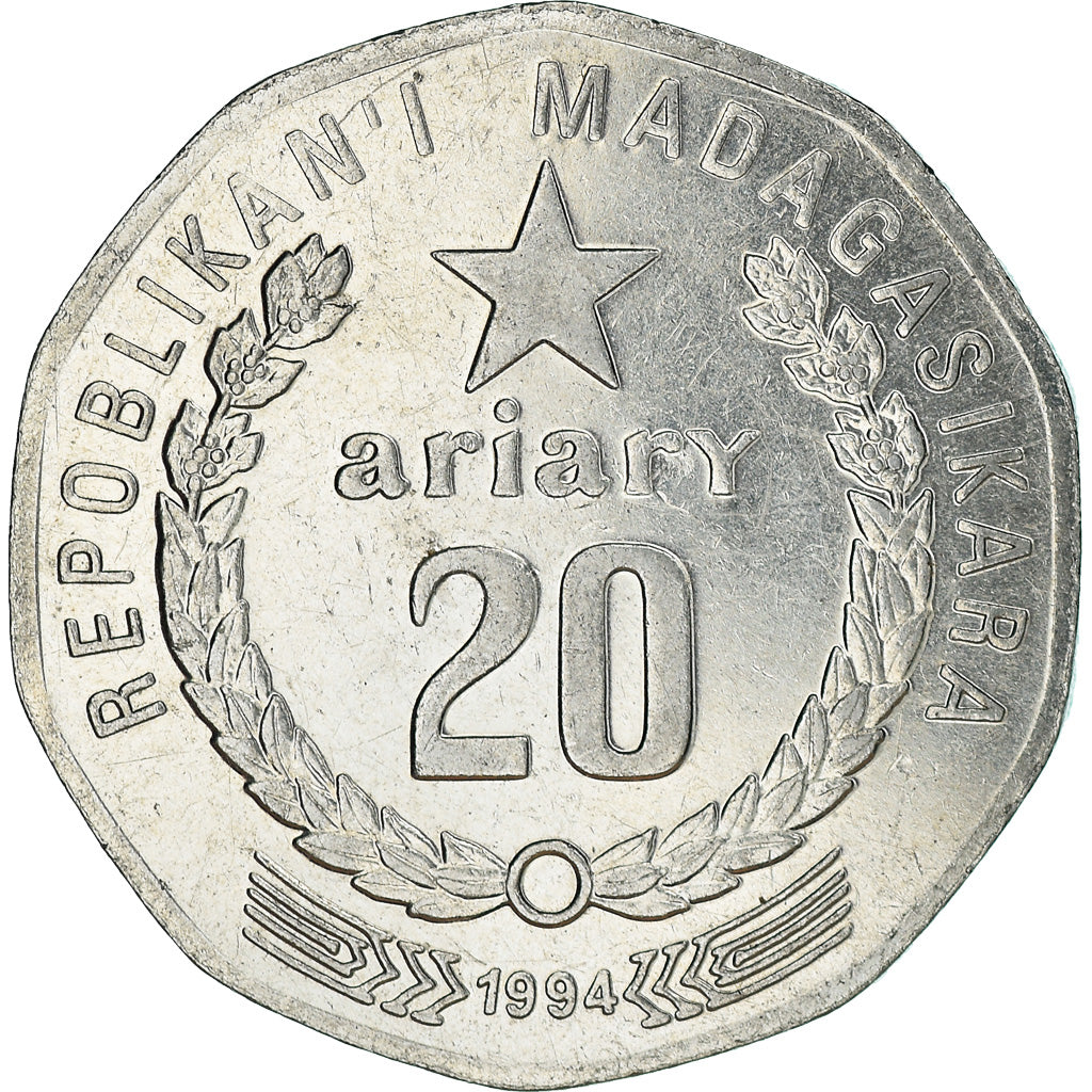 Moneda, Madagascar, 20 Ariary, 1994