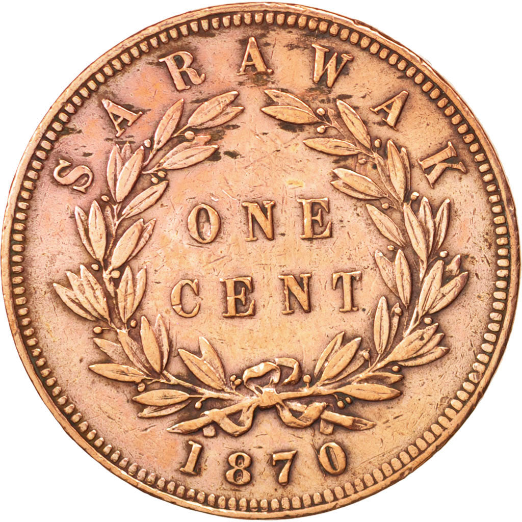 Sarawak, Charles J. Brooke, Cent, 1870, Heaton, EF(40-45), Copper, KM:6