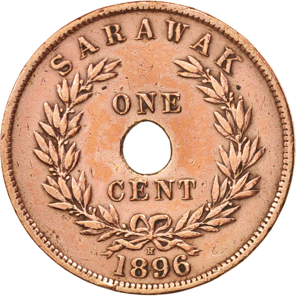 Sarawak, Charles J. Brooke, Cent, 1896, Heaton, Birmingham, EF(40-45), Copper