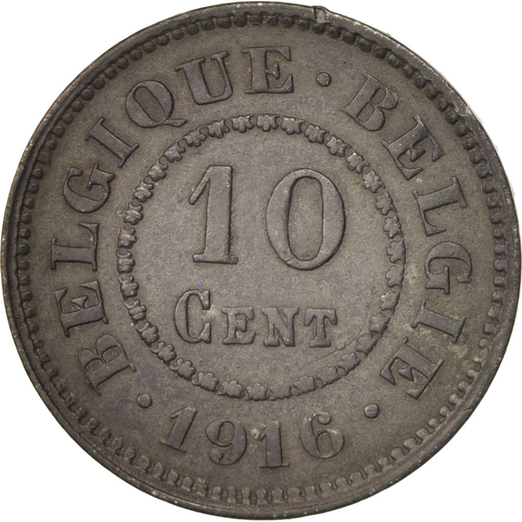 Coin, Belgium, 10 Centimes, 1916, AU(50-53), Zinc, KM:81