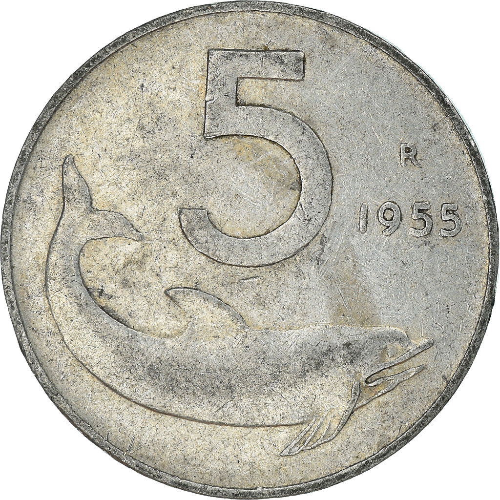 Moeda, Itália, 5 Lire, 1955