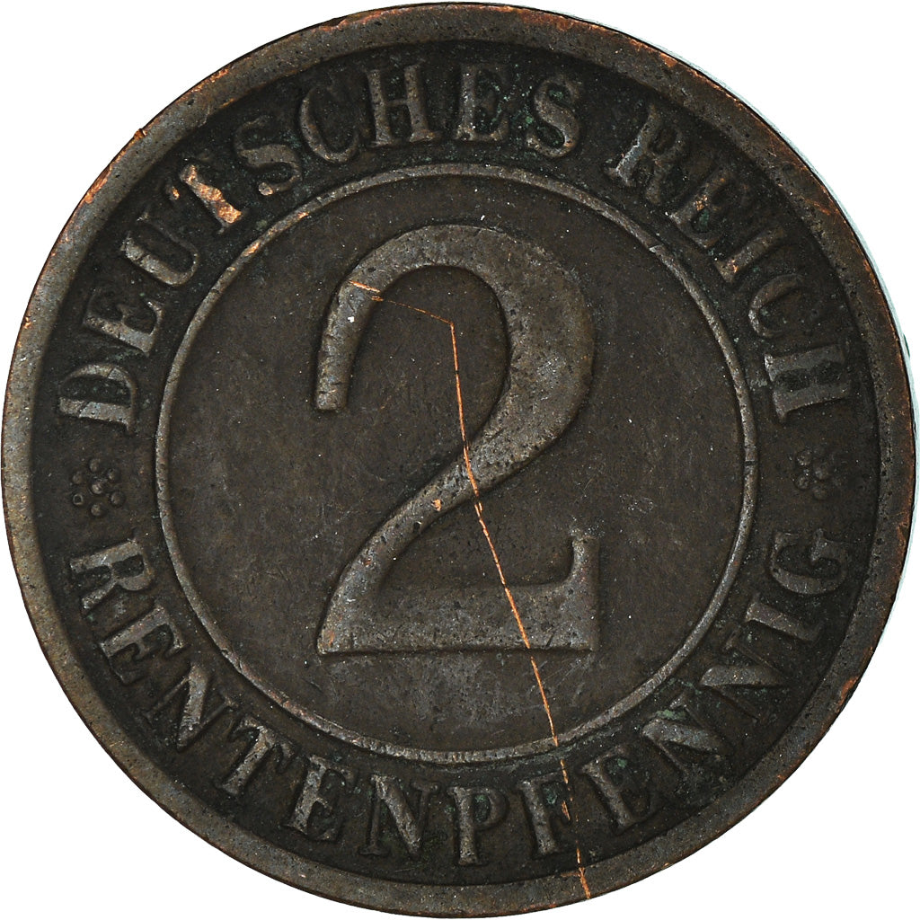 Coin, GERMANY, WEIMAR REPUBLIC, 2 Rentenpfennig, 1924
