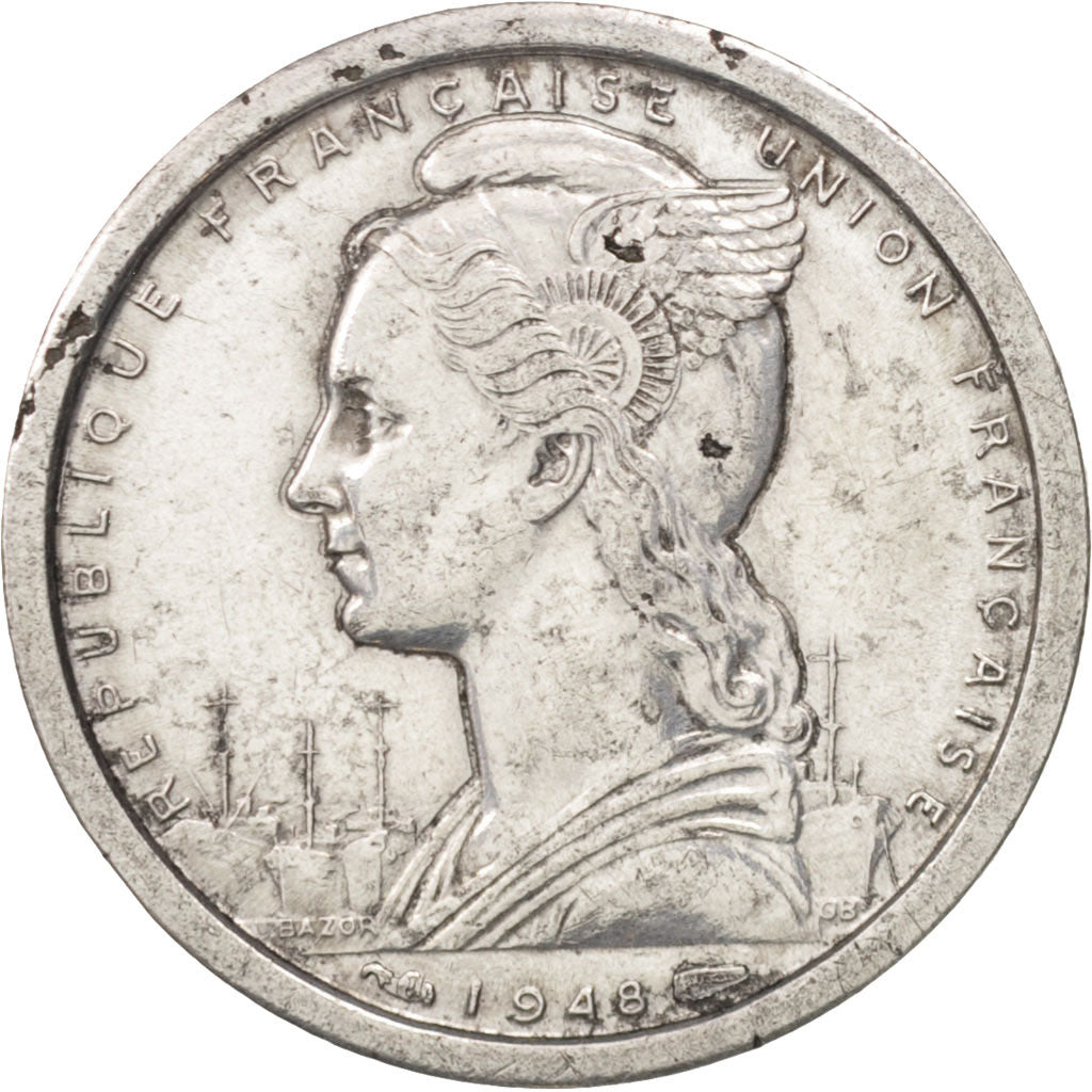 SAINT PIERRE & MIQUELON, Franc, 1948, Paris, EF(40-45), Aluminum, KM:1
