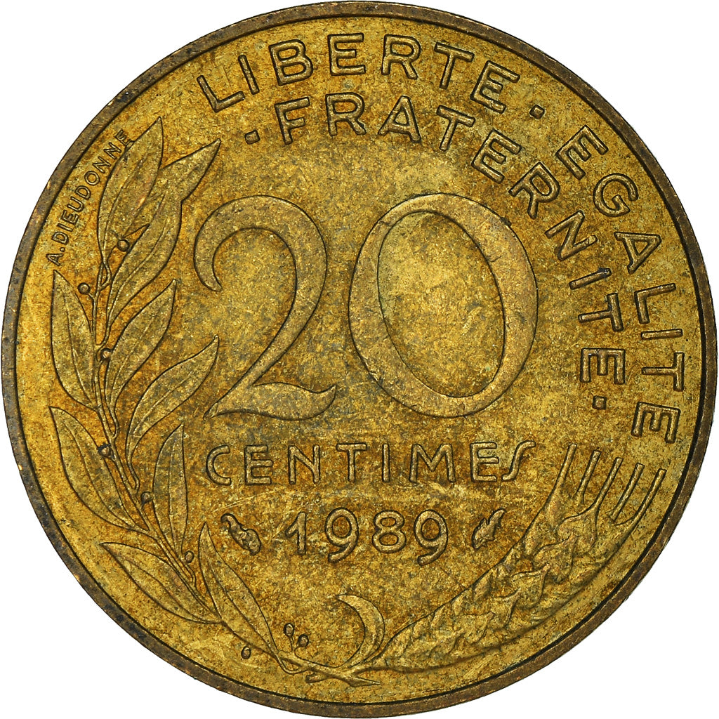 Coin, France, 20 Centimes, 1989