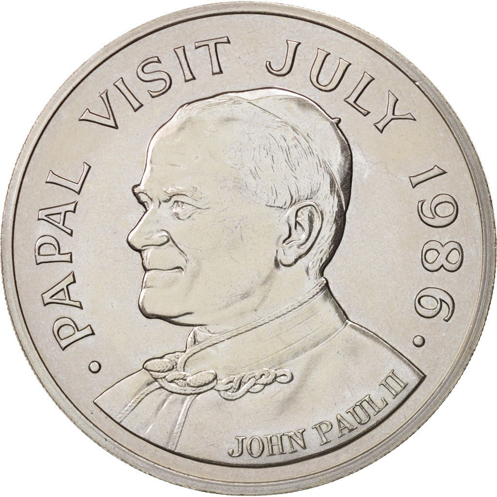 Saint Lucia, 5 Dollars, 1986, MS(60-62), Copper-nickel, KM:14