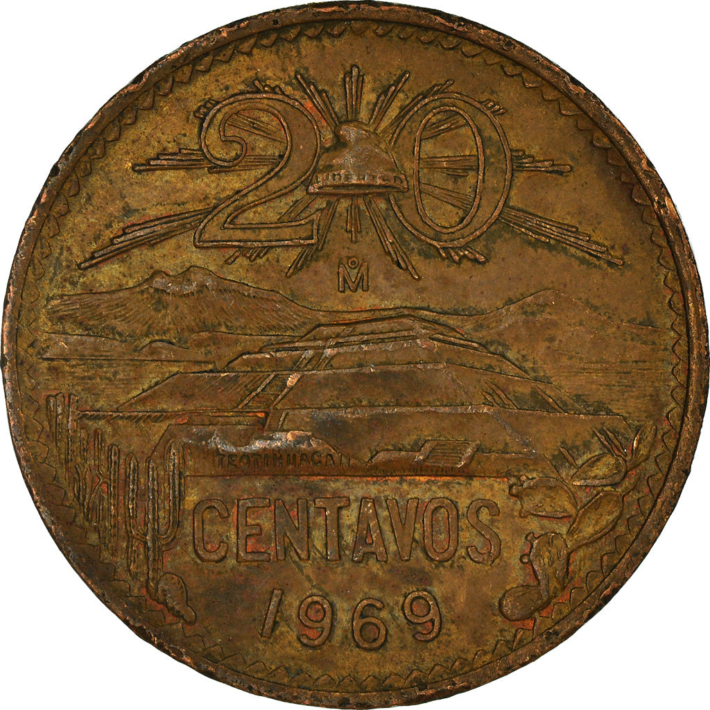 Coin, Mexico, 20 Centavos, 1969