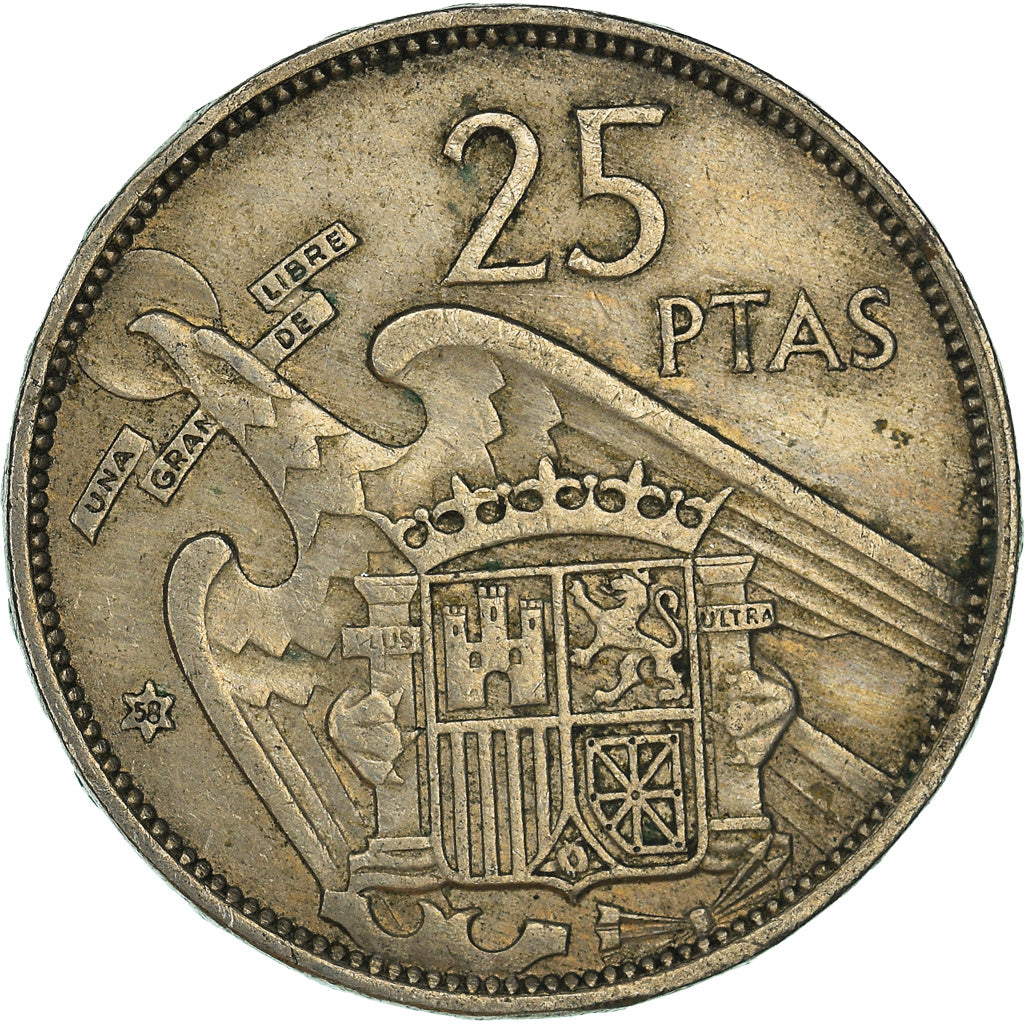 Coin, Spain, 25 Pesetas, 1957 (58)