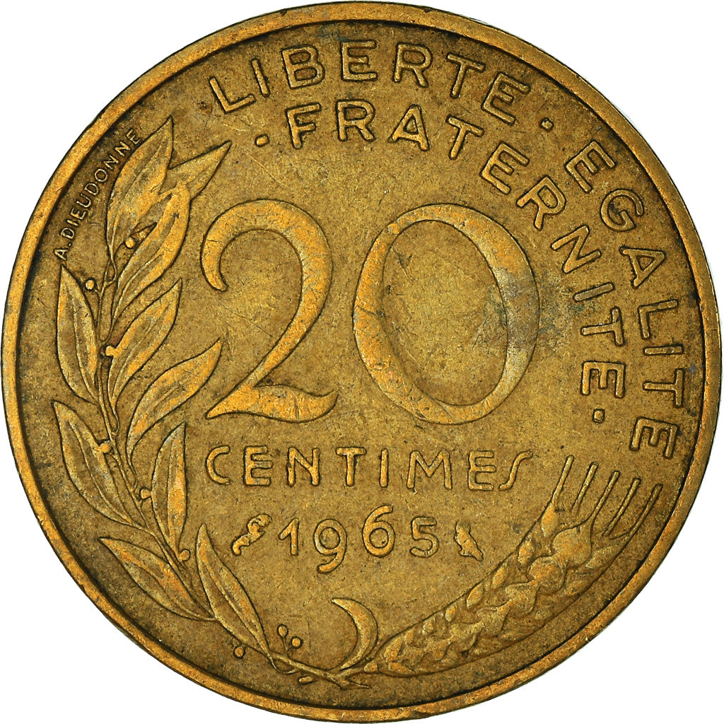 Munten, Frankrijk, 20 Centimes, 1965