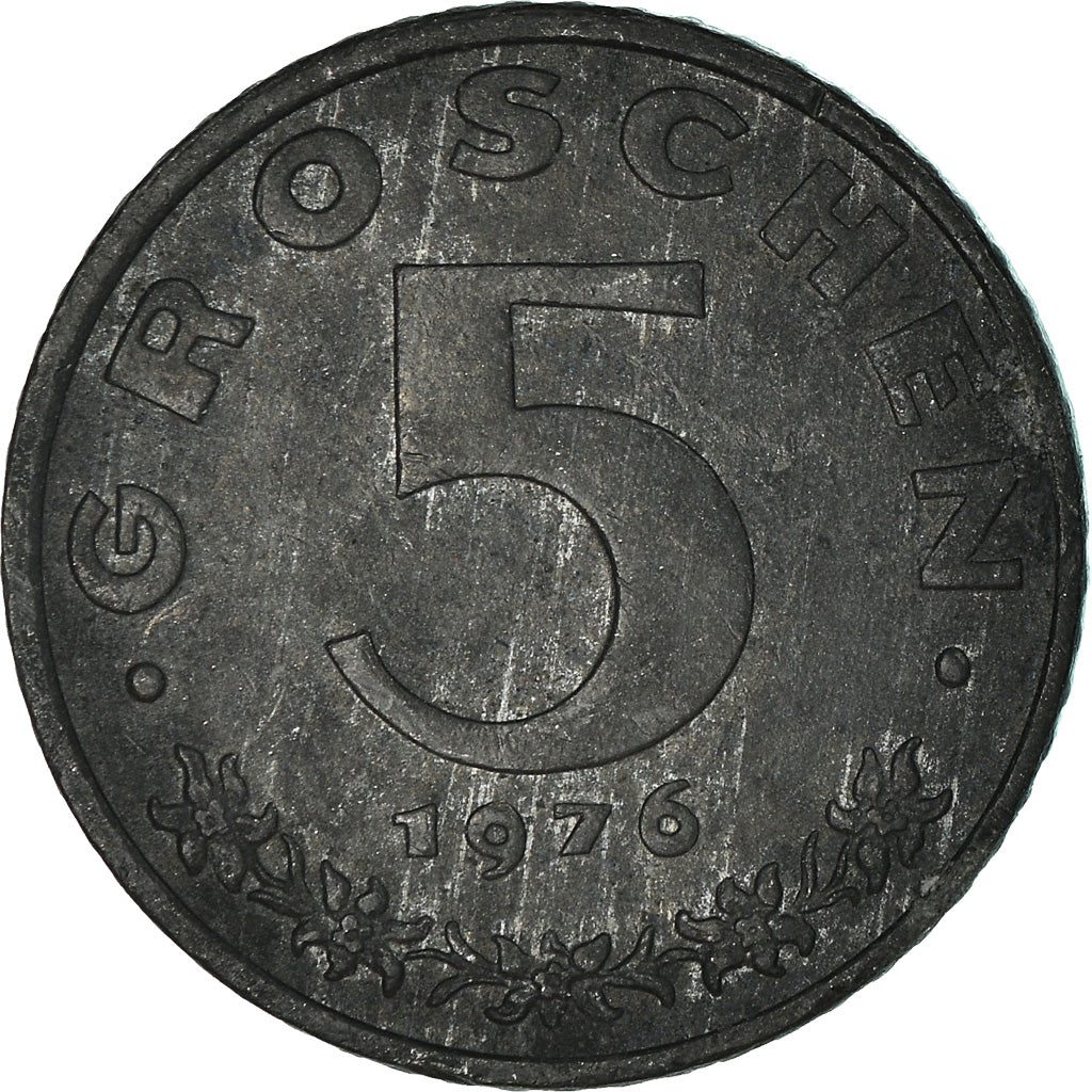 Moeda, Áustria, 5 Groschen, 1976