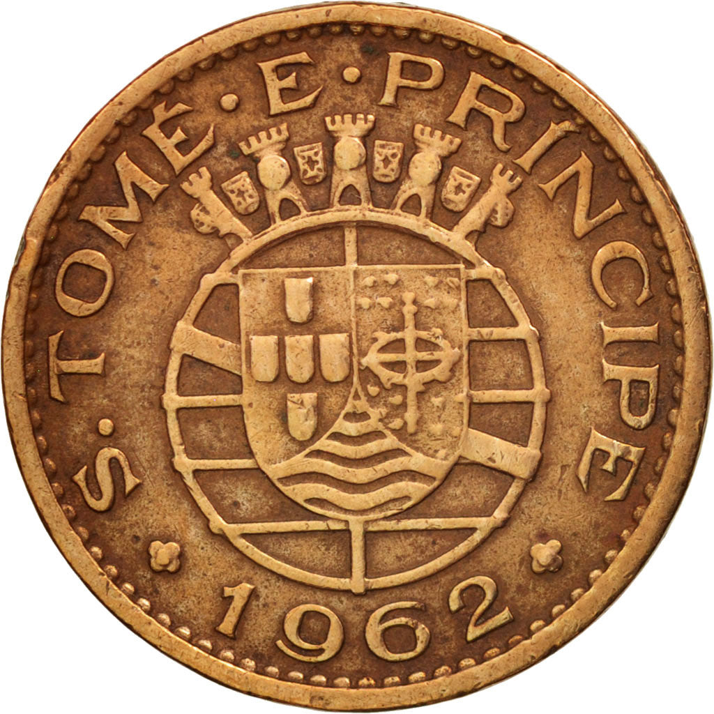 SAINT THOMAS & PRINCE ISLAND, 50 Centavos, 1962, EF(40-45), Bronze, KM:17.1
