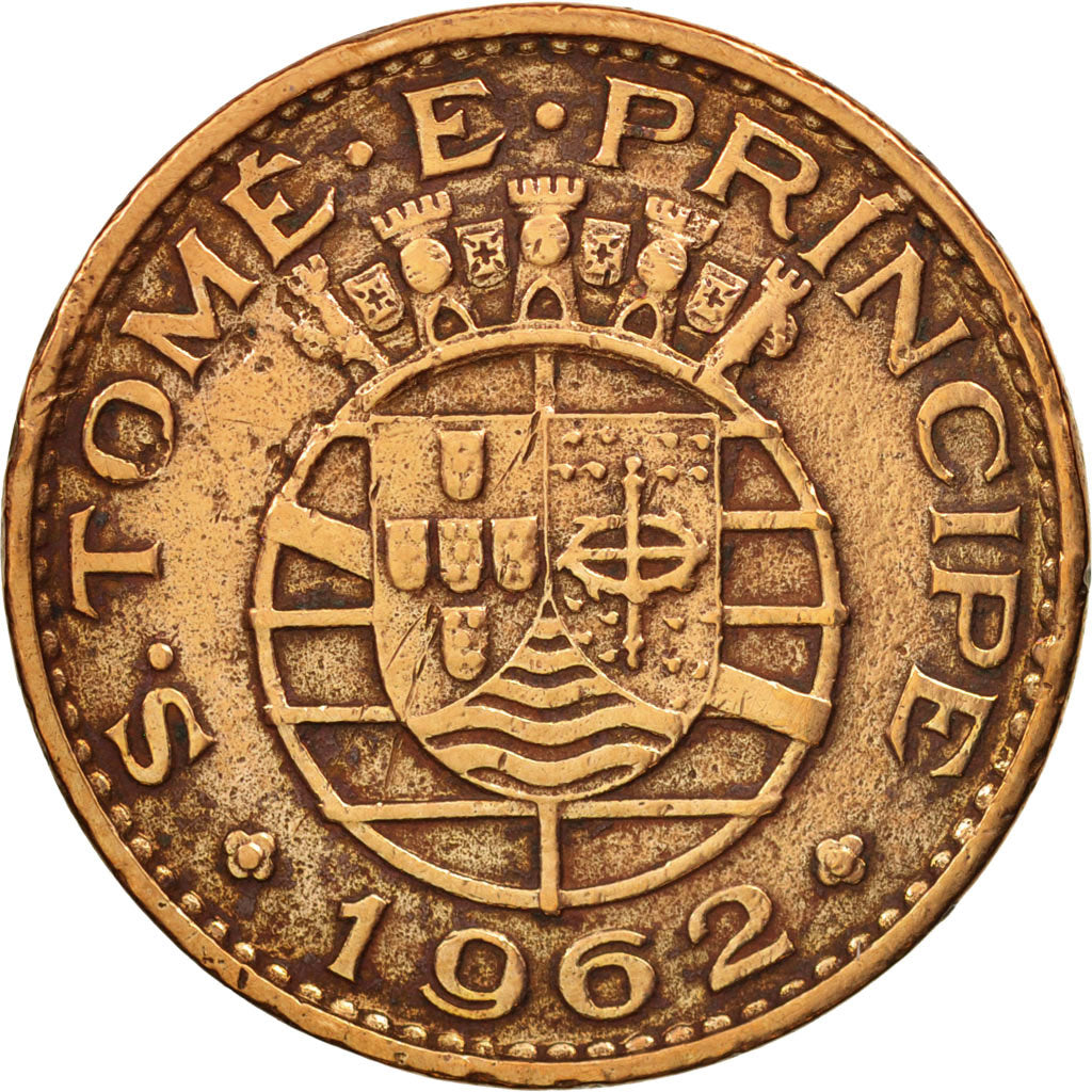 SAINT THOMAS & PRINCE ISLAND, Escudo, 1962, VF(30-35), Bronze, KM:18