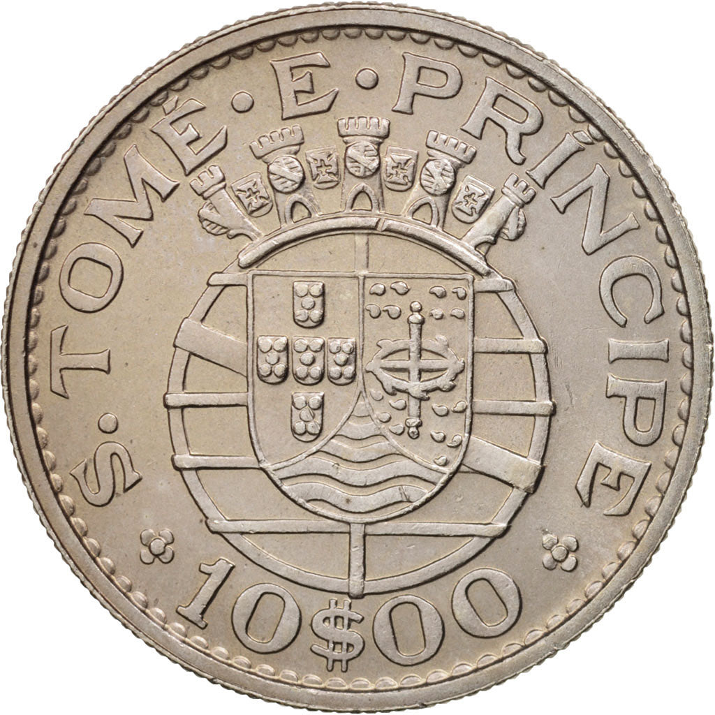SAINT THOMAS & PRINCE ISLAND, 10 Escudos, 1971, MS(63), Copper-nickel, KM:23