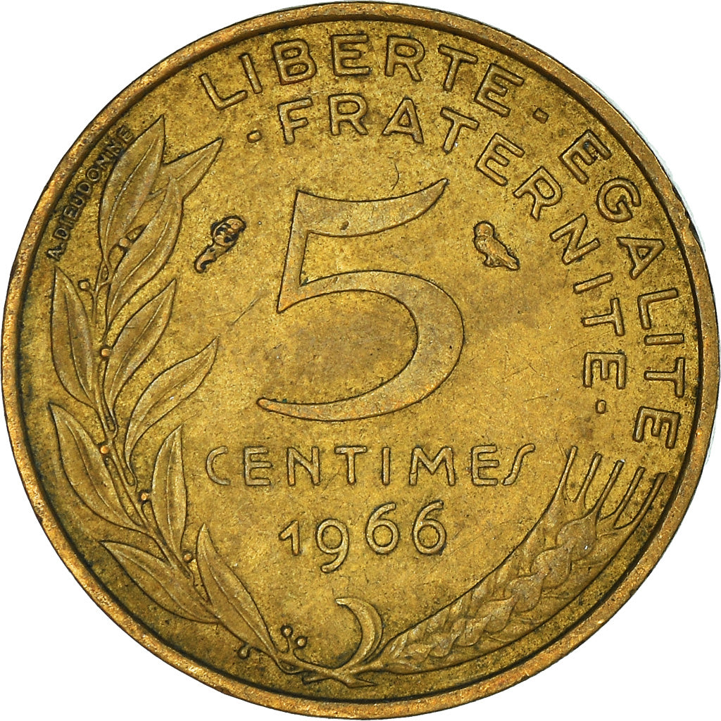 Monnaie, France, 5 Centimes, 1966