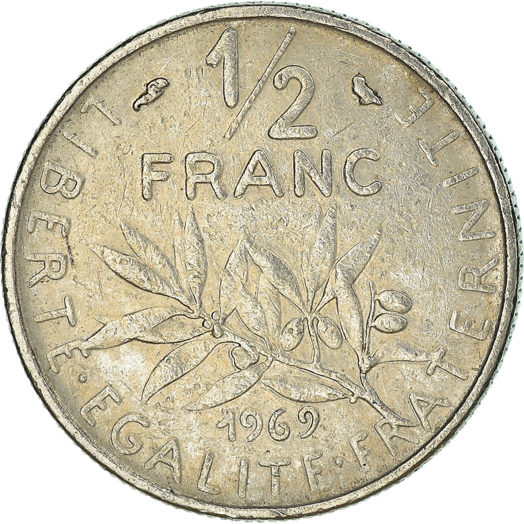 Coin, France, 1/2 Franc, 1969