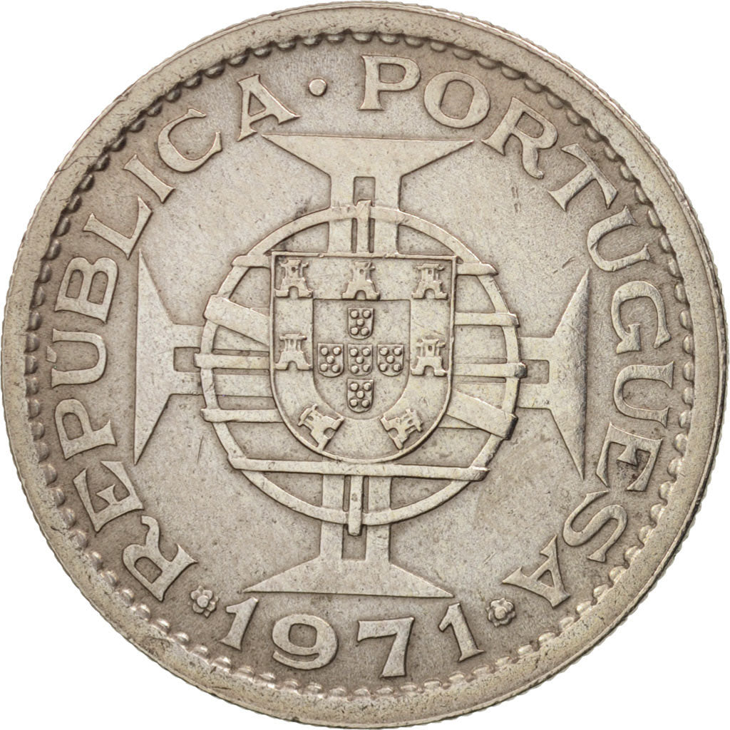 SAINT THOMAS & PRINCE ISLAND, 2-1/2 Escudos, 1971, AU(50-53), Copper-nickel