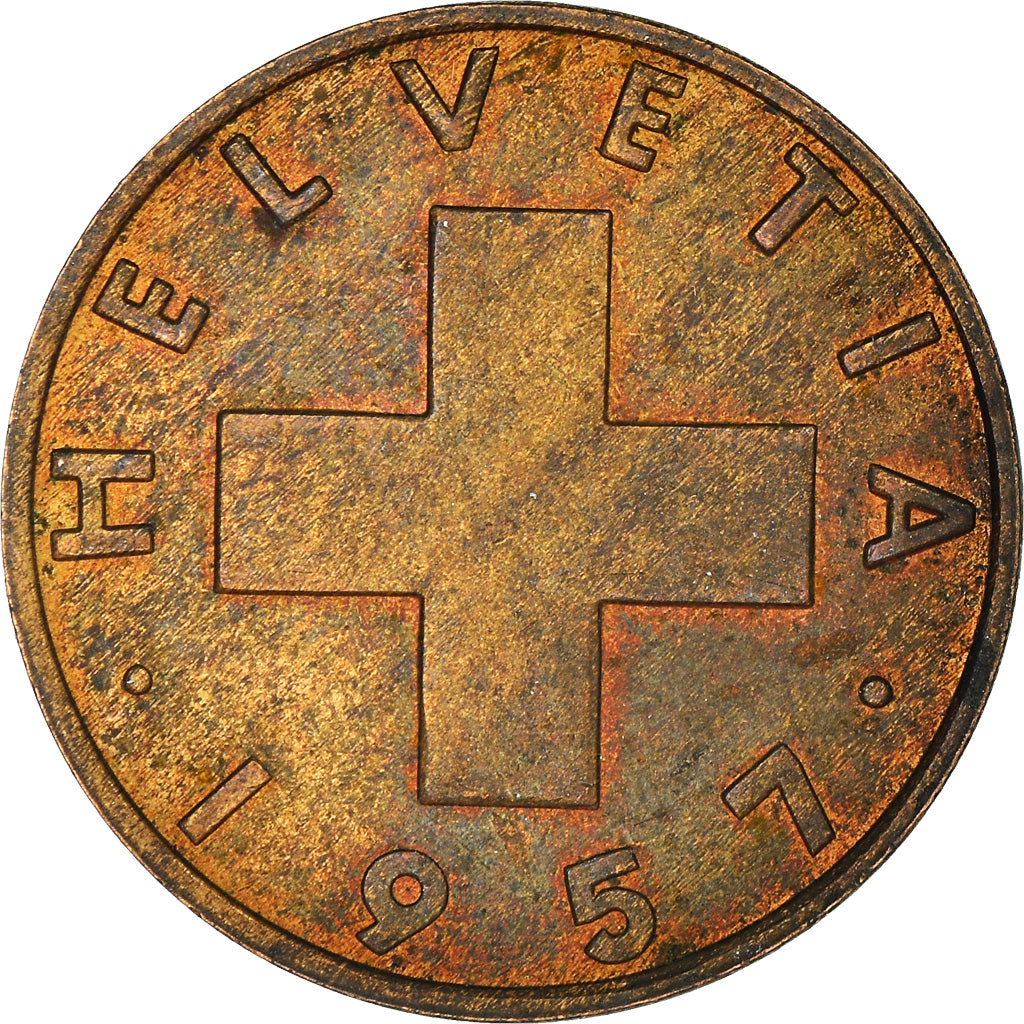 Münze, Schweiz, 2 Rappen, 1957