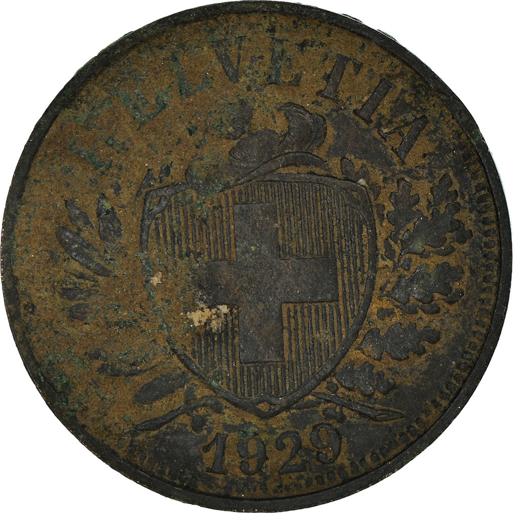 Münze, Schweiz, 2 Rappen, 1929