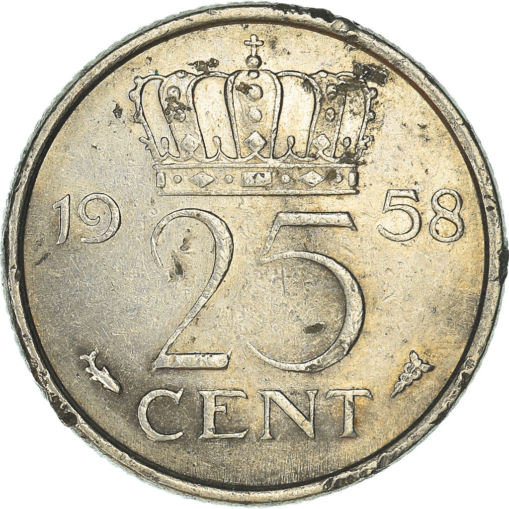 Münze, Niederlande, 25 Cents, 1958