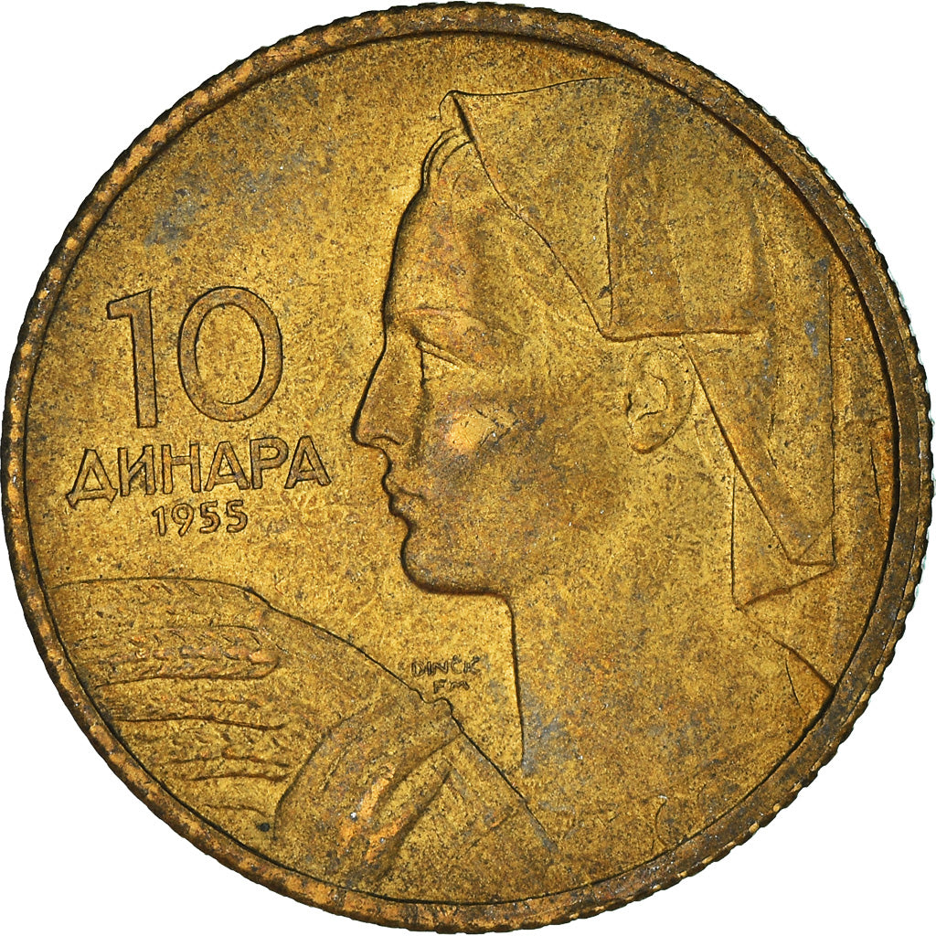 Moneta, Iugoslavia, 10 Dinara, 1955