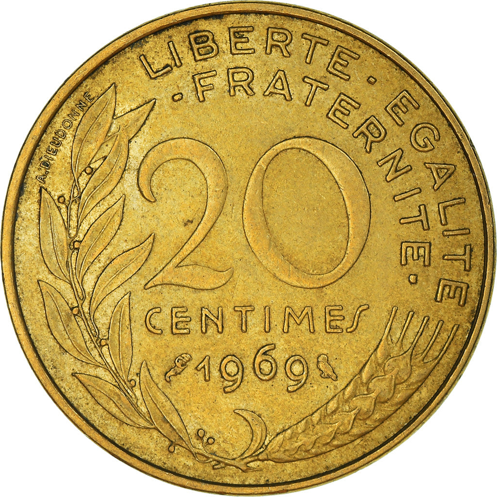 Moneda, Francia, 20 Centimes, 1969