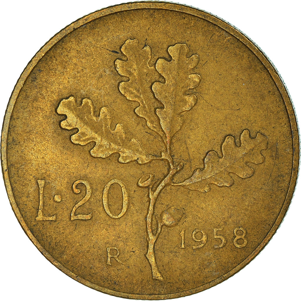 Coin, Italy, 20 Lire, 1958