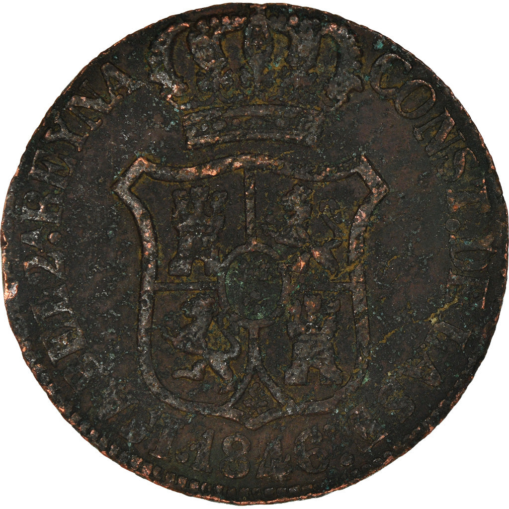 Coin, Spain, 6 Quartos, 1846