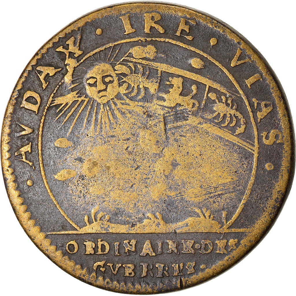 France, Jeton, Royal, Louis XIV, Ordinaire des Guerres, History, TB, Laiton