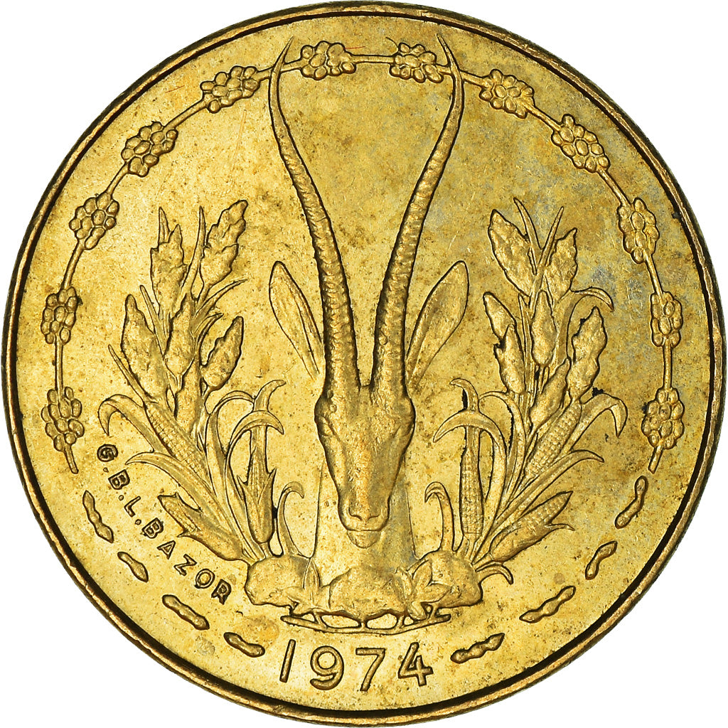 Moeda, Estados da África Ocidental, 5 Francs, 1974