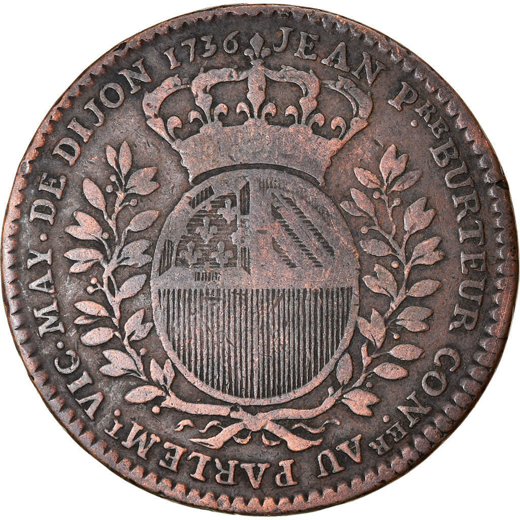 France, Token, Royal, Maires de Dijon, Jean-Pierre Burteur, History, 1736