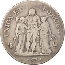 France, Union et Force, 5 Francs, AN 7, Paris, TB, Argent, KM:639.1, Gadoury:563