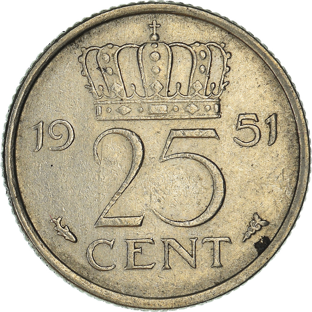 Monnaie, Pays-Bas, 25 Cents, 1951