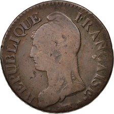 Francia, 5 Centimes, Dupré, AN 5, Limoges, error "CNIQ", Bronce, BC