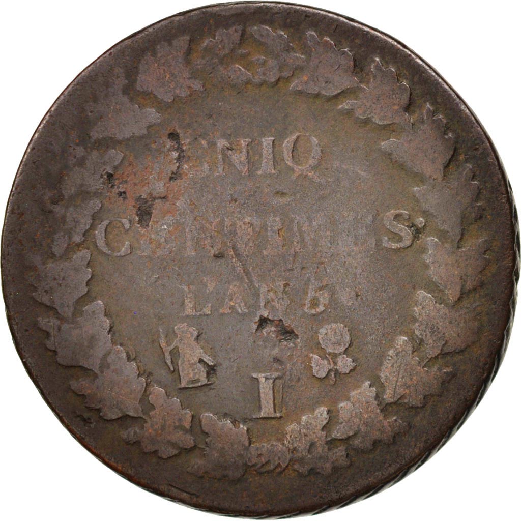 Francia, 5 Centimes, Dupré, AN 5, Limoges, error 