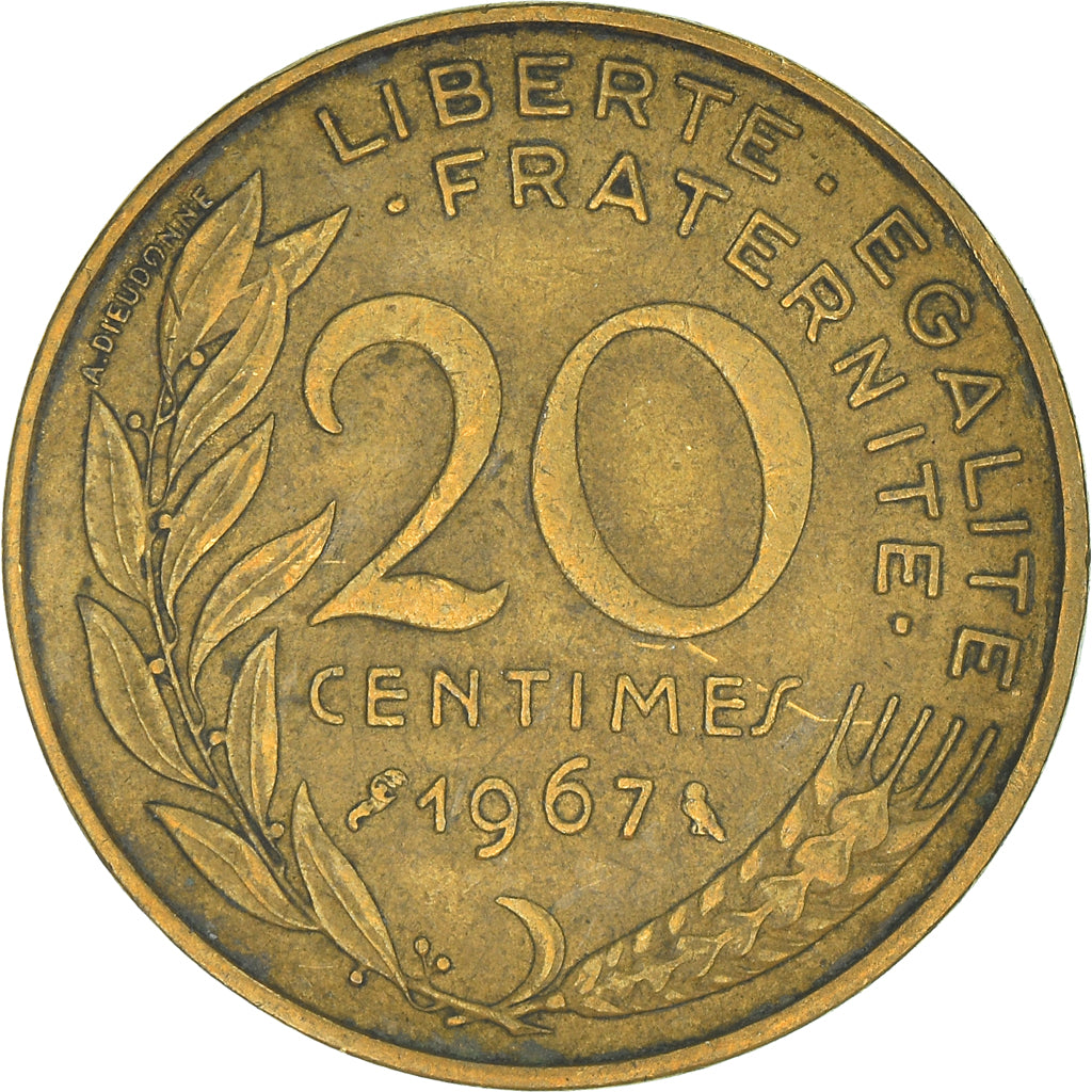 Munten, Frankrijk, 20 Centimes, 1967