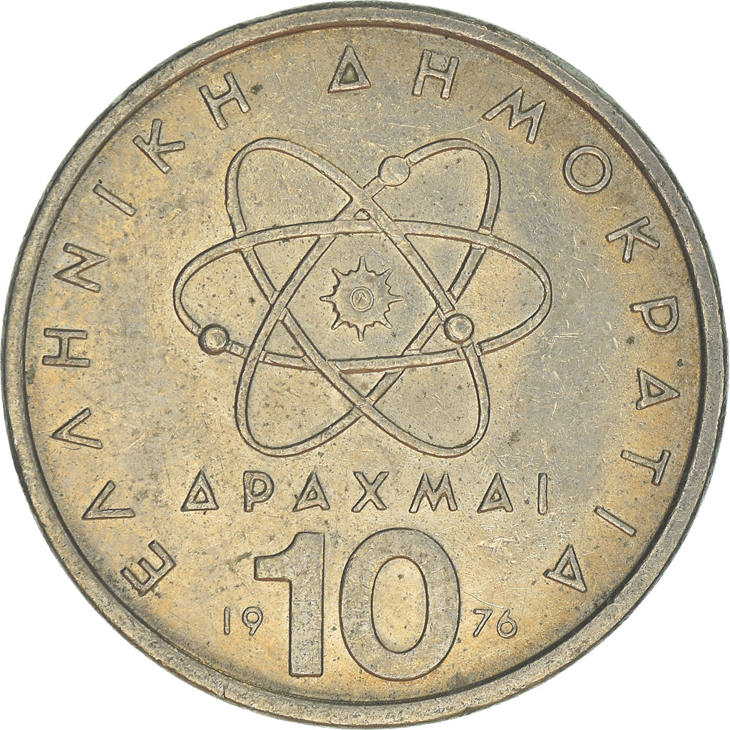 Moeda, Grécia, 10 Drachmai, 1976